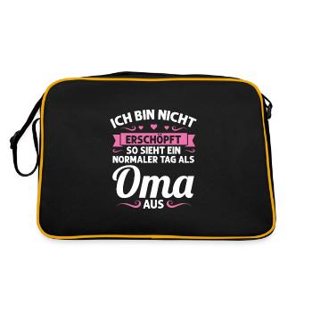 Oma Mutter Tag Omi Geschenk - Retro Tasche - Schwarz/Gold - Hinten