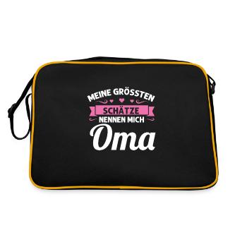 Oma Mutter Tag Omi Geschenk - Retro Tasche - Schwarz/Gold - Hinten