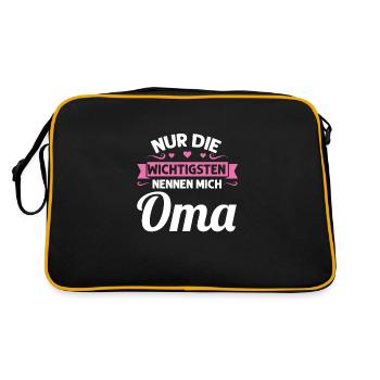 Oma Mutter Tag Omi Geschenk - Retro Tasche - Schwarz/Gold - Hinten