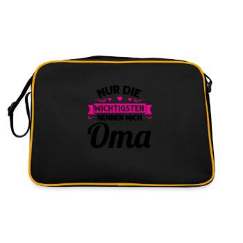 Oma Mutter Tag Omi Geschenk - Retro Tasche - Schwarz/Gold - Hinten