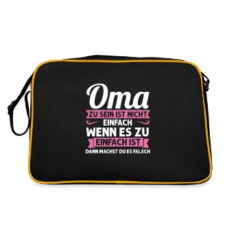 Oma Mutter Tag Omi Geschenk - Retro Tasche - Schwarz/Gold - Hinten