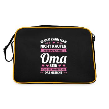 Oma Mutter Tag Omi Geschenk - Retro Tasche - Schwarz/Gold - Hinten