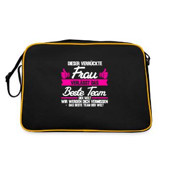 Abschied Kollegin Abschiedsparty Geschenk - Retro Tasche - Schwarz/Gold - Hinten