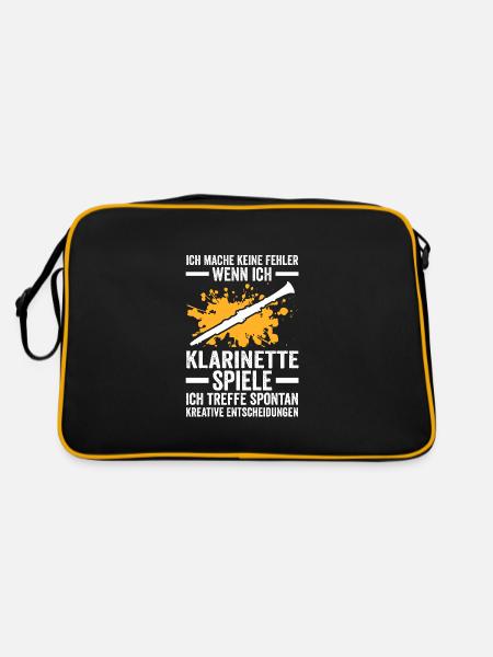 Klarinette Musik Klarinettist Geschenk - Retro Tasche - Schwarz/Gold - Hinten