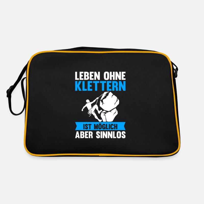 Berge Klettern Kletter Geschenk - Retro Tasche - Schwarz/Gold