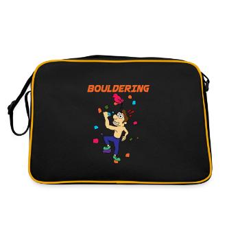 Bouldern Sport Klettern Fels Kletterhalle Geschenk - Retro Tasche - Schwarz/Gold - Hinten