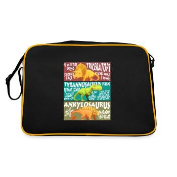 Dinosaurier Dino Saurier Tier Reptil Geschenk - Retro Tasche - Schwarz/Gold - Hinten