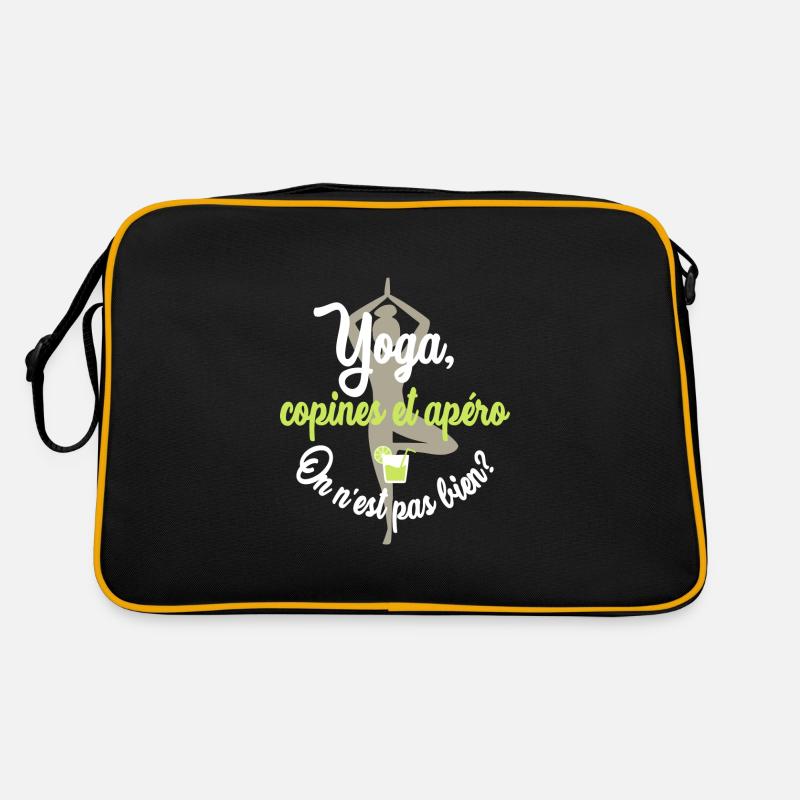 Yoga, copines et apéro - Sac Retro - noir/or