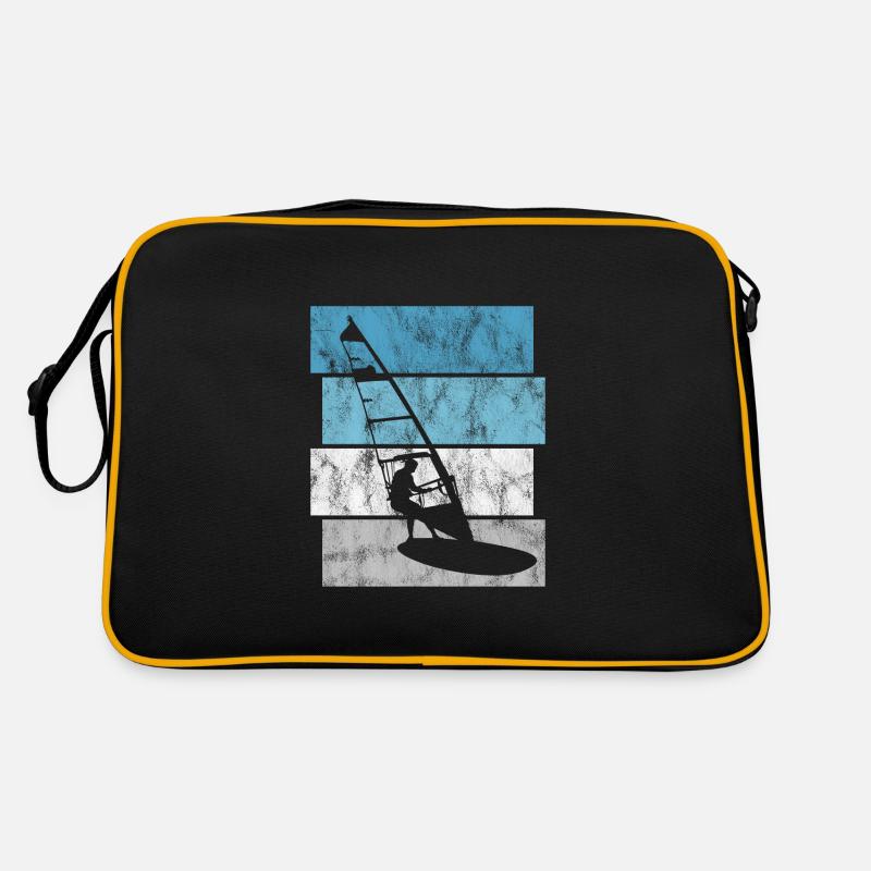 Windsurfer Retro Surfen Windsurfing Windsurfen - Retro Tasche - Schwarz/Gold