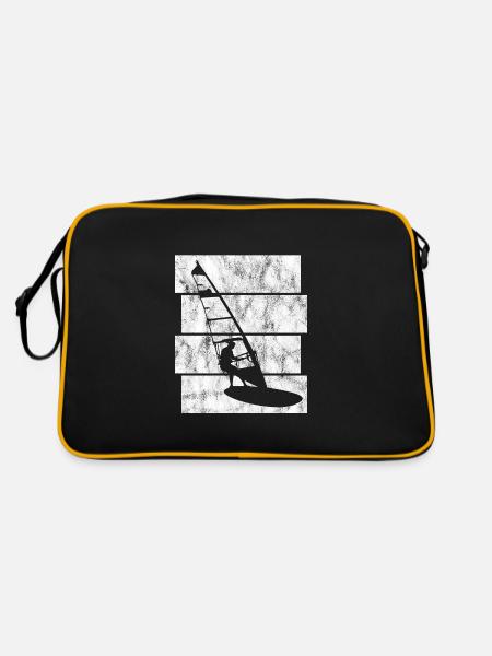 Windsurfen Windsurfer Retro Windsurfing Surfen - Retro Tasche - Schwarz/Gold - Hinten