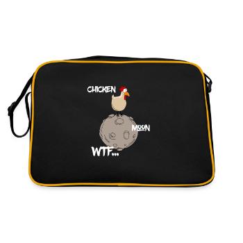 Verrücktes Huhn auf dem Mond - Retro Tasche - Schwarz/Gold - Hinten