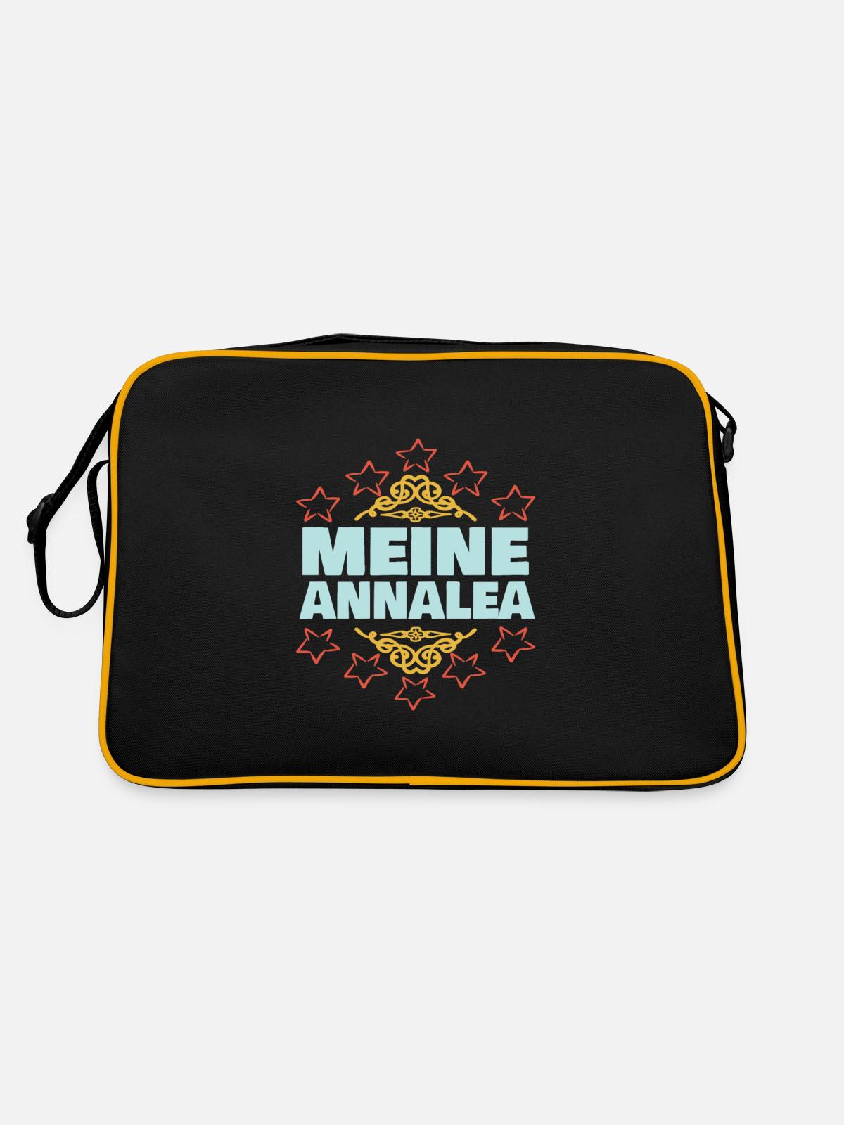 Mädchen Annalea - Retro Tasche - Schwarz/Gold - Hinten