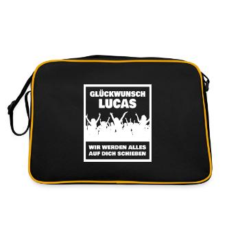 Gift for Lucas - Retro Bag - black/gold - Back