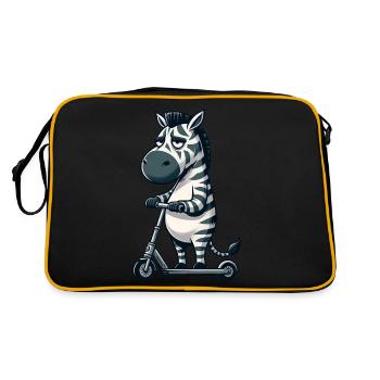 Mürrisches Zebra Roller Comic Rollerspaß - Retro Tasche - Schwarz/Gold - Hinten