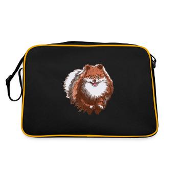 Cute Spitz runs towards you - Spitz Dog Design - Retro Bag - black/gold - Back