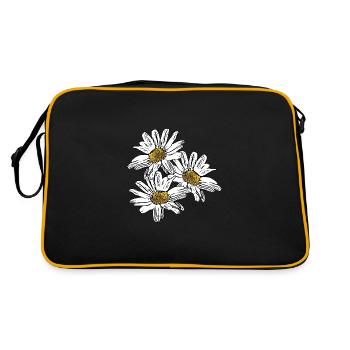 Blume weiß weiße Blume Blumen weiß weiße Blumen - Retro Tasche - Schwarz/Gold - Hinten
