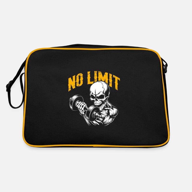 No Limit Workout Bodybuilding Skull mit Hantel Retro Tasche
