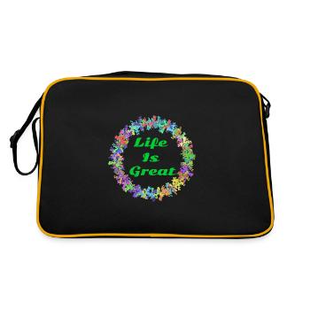 Life is great! - Retro Bag - black/gold - Back
