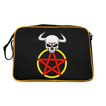 Satan Satanic Devil Pentagram Horns Horror - Retro Bag - black/gold - Back