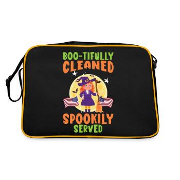 Boo-tifully Cleaned Spookily Served Halloween - Retro Tasche - Schwarz/Gold - Hinten