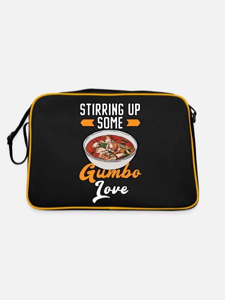 Gumbo Lovers Foodie Louisiane Manger Cuisine Cajun - Sac Retro - noir/or - Dos