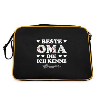 Oma Großmutter Großeltern Geschenk - Retro Tasche - Schwarz/Gold - Hinten