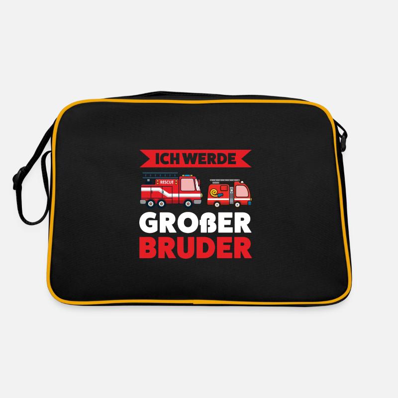 Großer Bruder Feuerwehr Grosser Bruder Geschenk - Retro Tasche - Schwarz/Gold