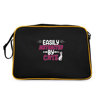 Chat mignon - facilement distrait par les chats - Sac Retro - noir/or - Dos