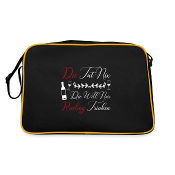 Wein Riesling Weintrinker Geschenk - Retro Tasche - Schwarz/Gold - Hinten