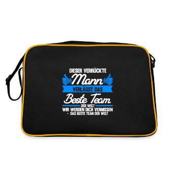 Abschied Kollegin Abschiedsparty Geschenk - Retro Tasche - Schwarz/Gold - Hinten