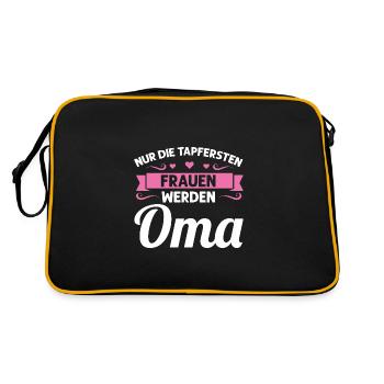Oma Mutter Tag Omi Geschenk - Retro Tasche - Schwarz/Gold - Hinten