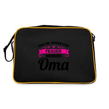 Oma Mutter Tag Omi Geschenk - Retro Tasche - Schwarz/Gold - Hinten