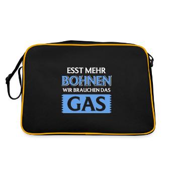 Esst Mehr Bohnen Wir Brauchen Das Gas - Retro Tasche - Schwarz/Gold - Hinten