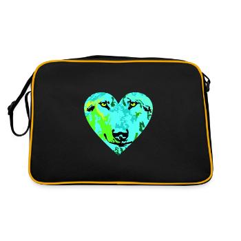 Heart Wolf Light 3 D Art - Sac Retro - noir/or - Dos