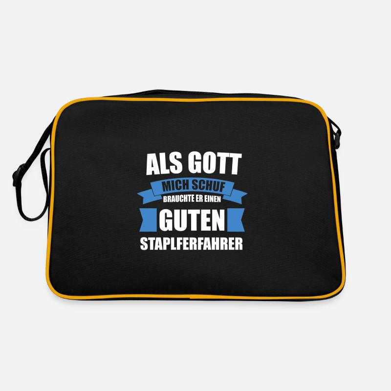 Stapler Staplerfahrer Geschenk - Retro Tasche - Schwarz/Gold
