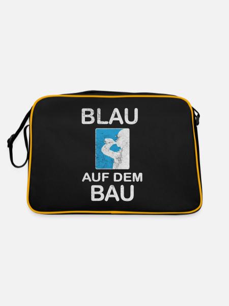Blau auf dem Bau Handwerker Bauarbeiter Gruppe - Retro Tasche - Schwarz/Gold - Hinten
