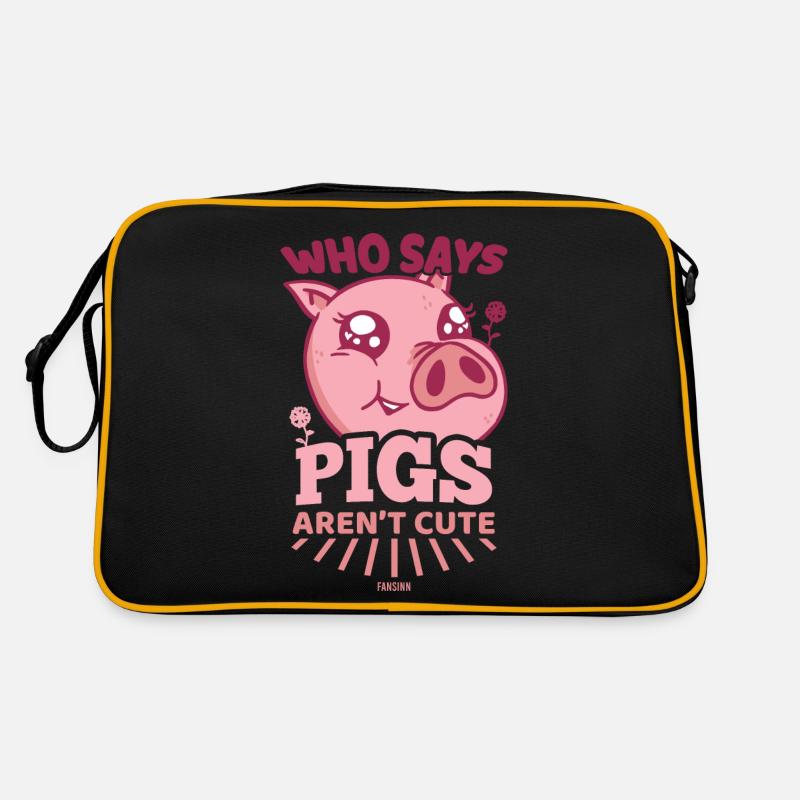 Schwein Mädchen Ferkel Retro Tasche