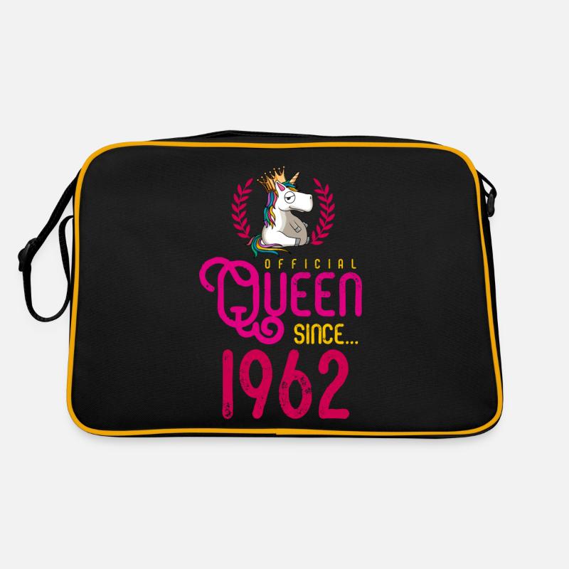 1962 Queen Einhorn - Retro Tasche - Schwarz/Gold