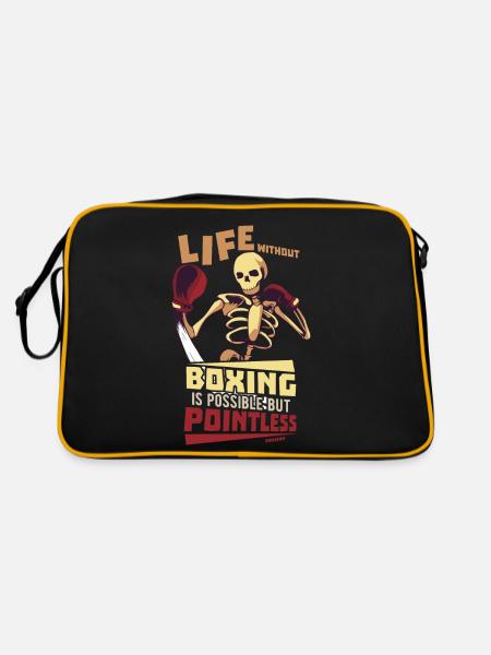 Life Without Boxing Is Possible But Pointless - Retro Tasche - Schwarz/Gold - Hinten