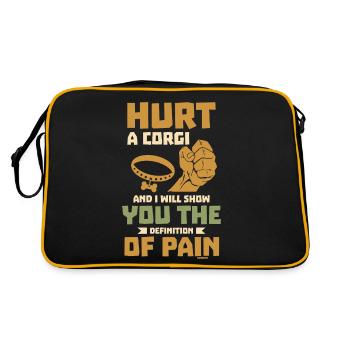 Corgiliebhaber Hundebesitzer Tierfreund - Retro Tasche - Schwarz/Gold - Hinten