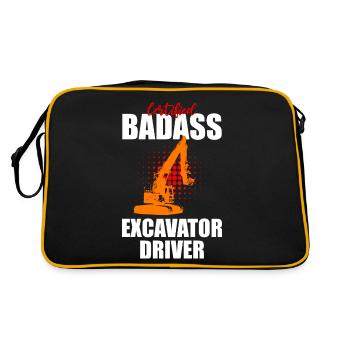 Bagger Design für Baggerfahrer - Retro Tasche - Schwarz/Gold - Hinten