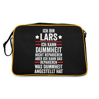 Lars - Retro Tasche - Schwarz/Gold - Hinten