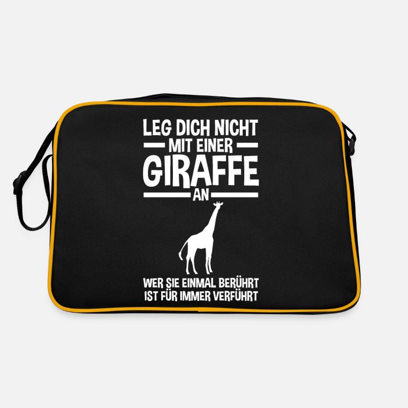 Giraffe Giraffen - Retro Tasche - Schwarz/Gold
