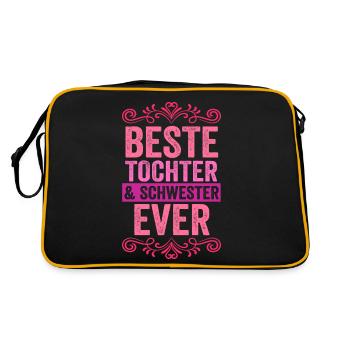 Tochter Schwester - Retro Tasche - Schwarz/Gold - Hinten