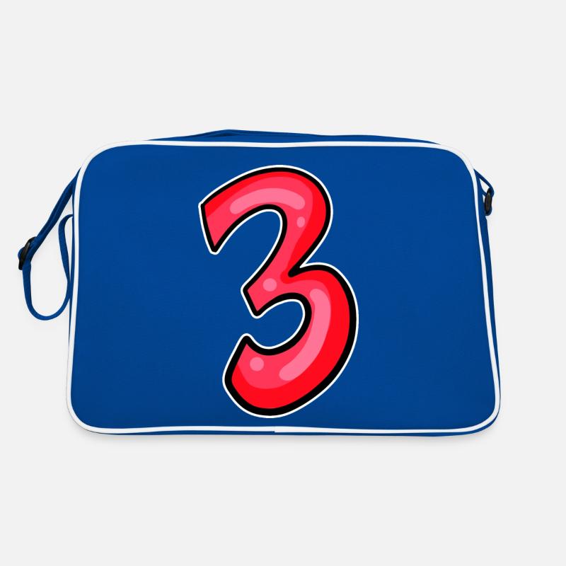 Three - 3 - Number 3 - Number 3 Retro Bag