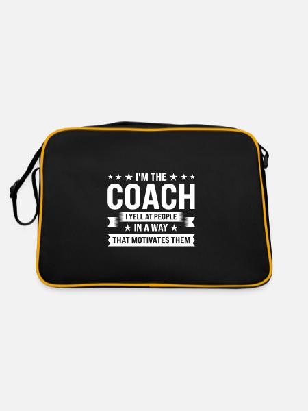 Trainer Trainer Sport Geschenk - Retro Tasche - Schwarz/Gold - Hinten