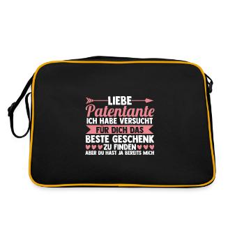 Patentante Familie Patentanten Geschenk - Retro Tasche - Schwarz/Gold - Hinten