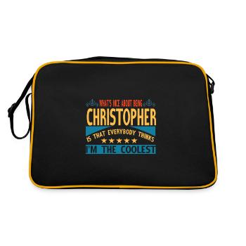 Vorname Christopher Name Christopher Geschenk - Retro Tasche - Schwarz/Gold - Hinten