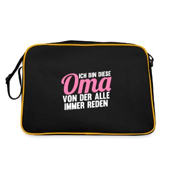 Oma Familie Großeltern Geschenk - Retro Tasche - Schwarz/Gold - Hinten