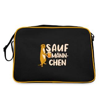 Sauf Männchen Erdmännchen Biertrinker Bier - Retro Tasche - Schwarz/Gold - Hinten